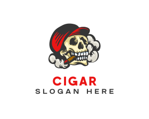 Skull Tobacco Smoker logo design