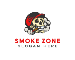 Skull Tobacco Smoker logo design