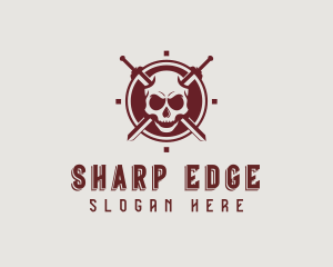 Skull Combat Sword logo design