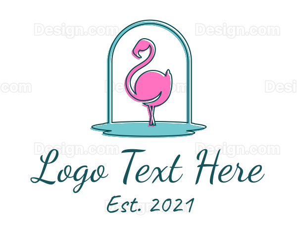 Flamingo Bird Lagoon Logo