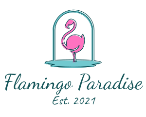 Flamingo Bird Lagoon logo design