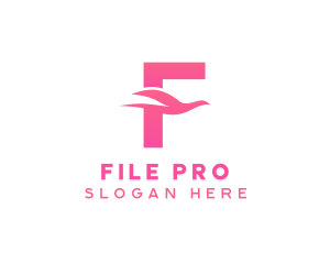 Pink Bird Letter F logo design