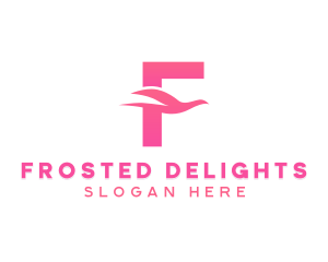 Pink Bird Letter F logo design