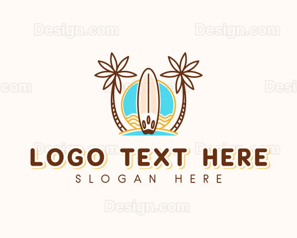 Tropical Beach Surfboard Logo