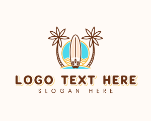 Tropical Beach Surfboard Logo