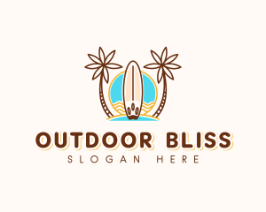 Tropical Beach Surfboard logo design