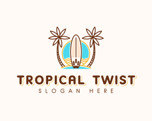 Tropical Beach Surfboard logo design