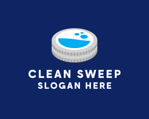 Laundry Cleaning Coin  logo design