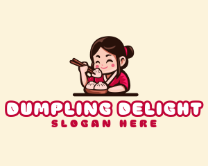 Kimono Dumpling Chopsticks logo design