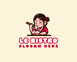 Kimono Dumpling Chopsticks logo design