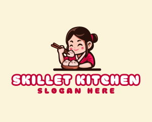 Kimono Dumpling Chopsticks logo design