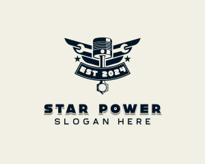 Mechanical Piston Wings logo design