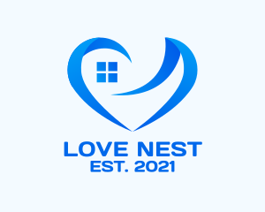 Blue Window Heart  logo design