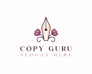 Floral Calligraphy Pen logo design