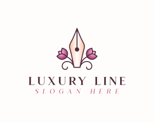 Floral Calligraphy Pen logo design