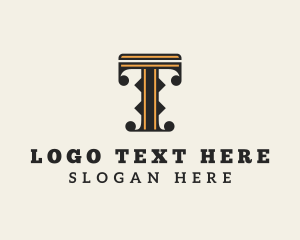 Retro Interior Design Letter T logo