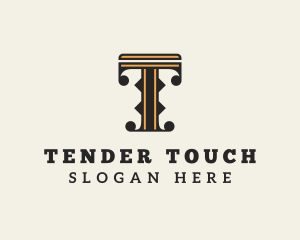 Retro Interior Design Letter T logo design