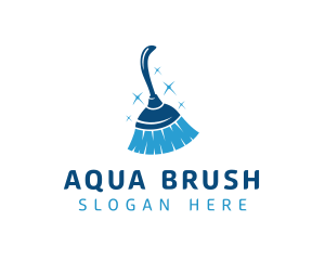 Blue Housekeeping Broom logo design