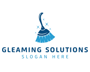 Blue Housekeeping Broom logo design