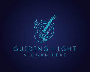 Neon Electric Guitar  logo design