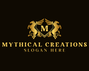 Luxury Shield Pegasus logo design