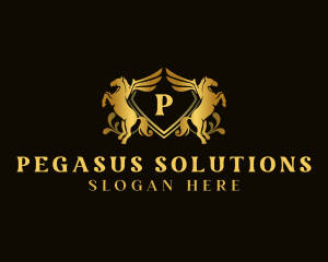 Luxury Shield Pegasus logo design