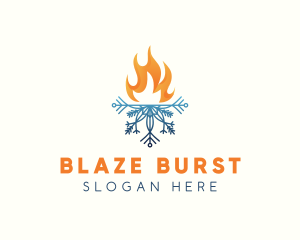 Fire Snowflake Heating logo design