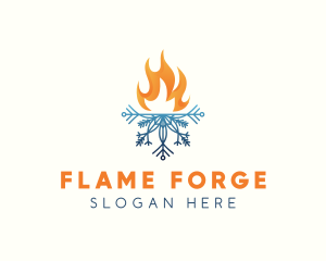 Fire Snowflake Heating logo design