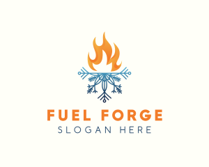 Fire Snowflake Heating logo design