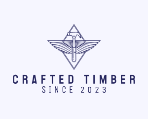 Carpentry Hammer Wings logo design