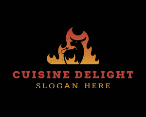 Flaming Cow Grill logo design