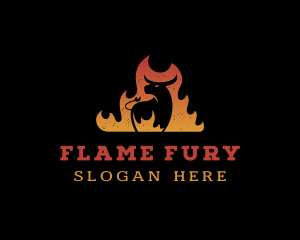 Flaming Cow Grill logo design