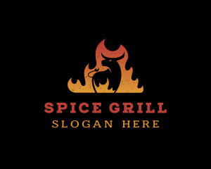 Flaming Cow Grill logo design