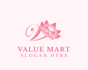 Organic Lotus Letter V logo design