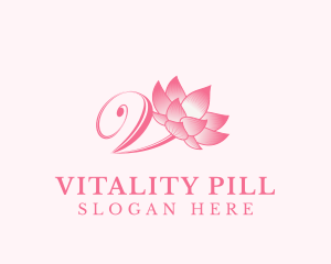 Organic Lotus Letter V logo design