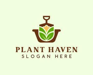 Shovel Pot Plant logo design