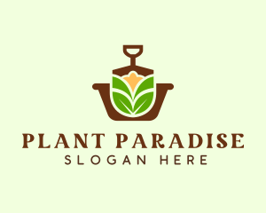 Shovel Pot Plant logo design