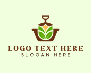 Vegetables - Shovel Pot Plant logo design