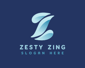 Water Gradient Droplet Letter Z logo design