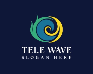 Beach Spiral Wave logo design