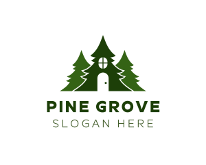 Green Pine Tree Home logo design