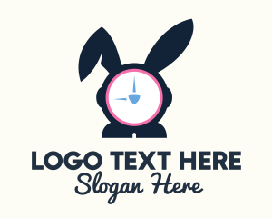 Bunny Clock Easter Time Logo
