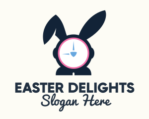 Bunny Clock Easter Time logo design