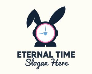 Bunny Clock Easter Time logo design