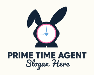 Bunny Clock Easter Time logo design