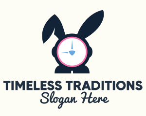 Bunny Clock Easter Time logo design