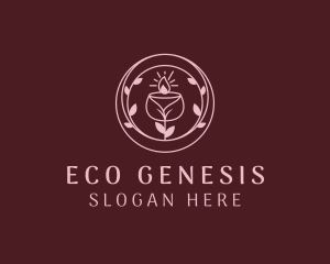 Eco Leaf Candle logo design