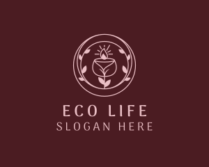 Eco Leaf Candle logo design