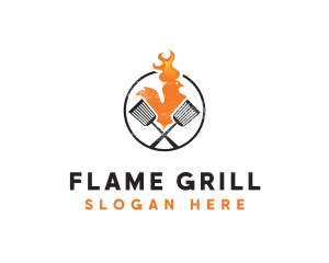 Chicken Flame Grill logo design