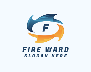 Water Fire Tornado logo design